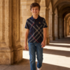 Classic Check Pattern Kids Polo T-Shirt