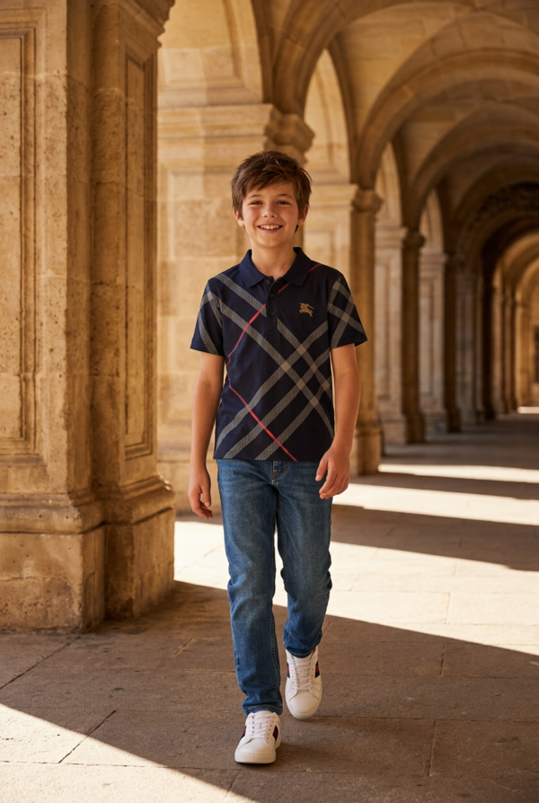 Classic Check Pattern Kids Polo T-Shirt
