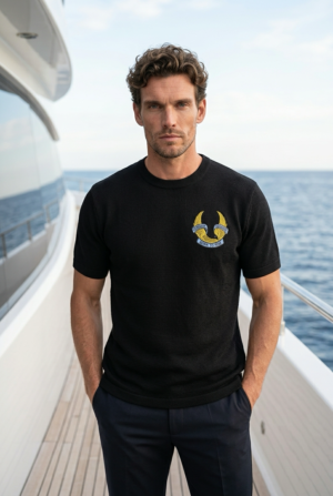 Premium Voyage Black Textured T-Shirt