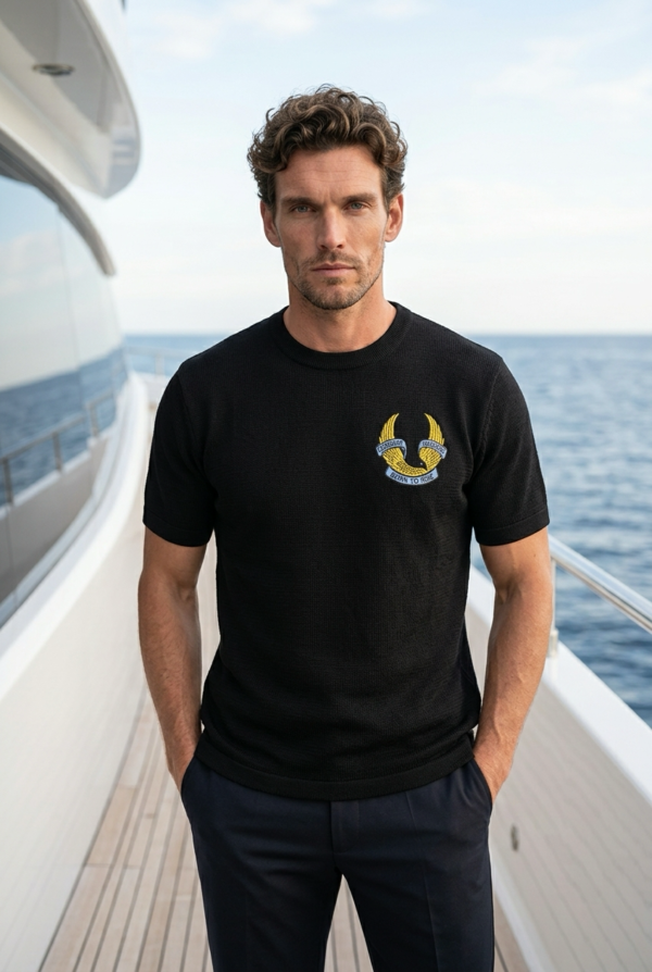 Premium Voyage Black Textured T-Shirt