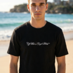 Coastal Script Black Ribbed T-Shirt