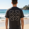 Coastal Script Black Ribbed T-Shirt