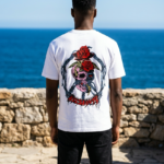 Rose Skull Graphic White T-Shirt